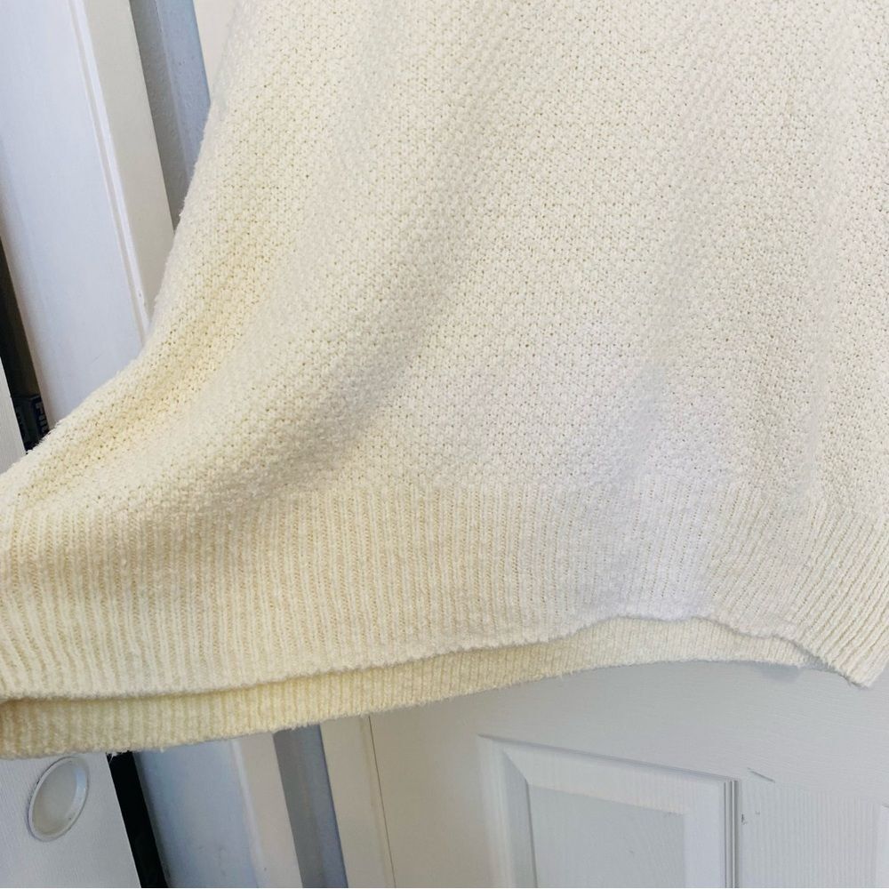 Free People Laurel Chunky Cable Knit Sweater L Ivory Oversized Collared Pullover - Picture 7 of 12